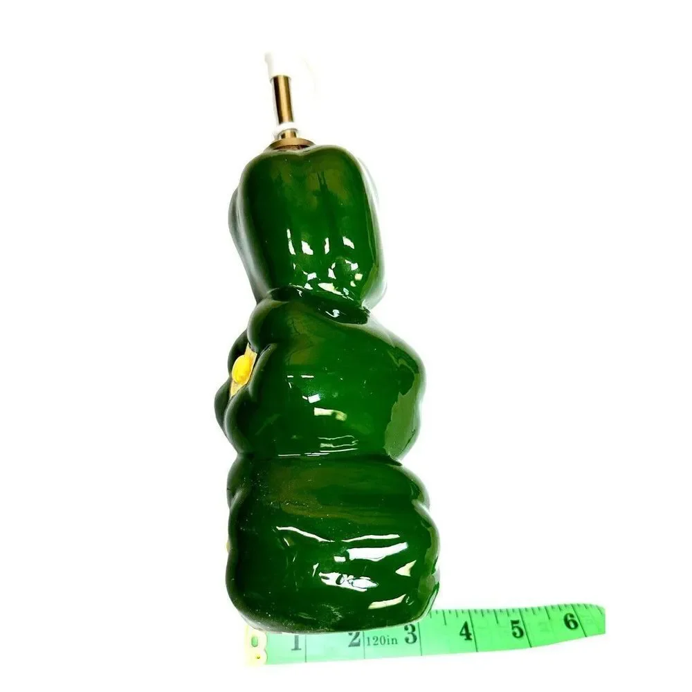 Vintage Four Piece Ceramic Green Pepper Condiment Kitchen Set in Original Box